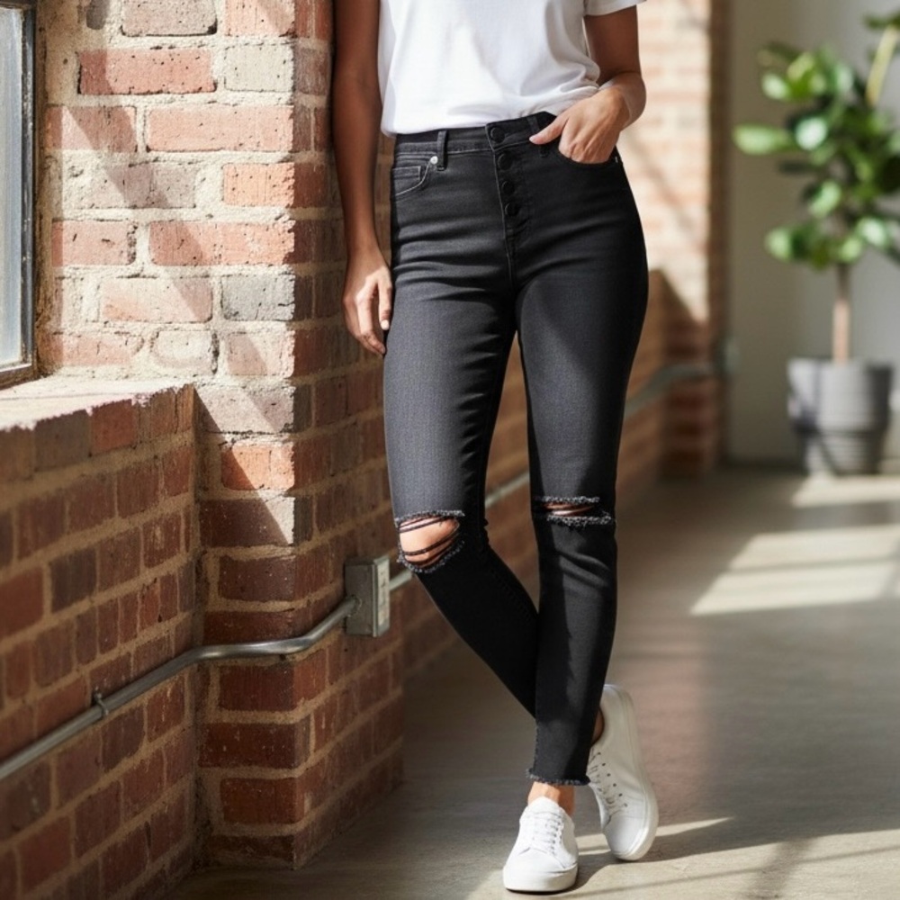Abercrombie & Fitch Simone High Rise Super Skinny Button Fly Jeans Size 6L